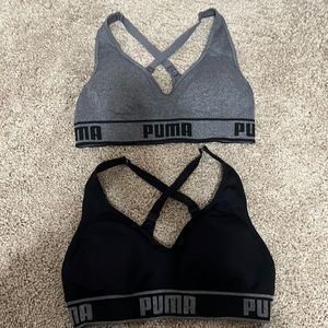PUMA 2 Pack Sports Bras Size Small Gray/Black